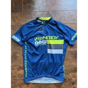 Pactimo Cycling Synergy Now Sponsor Short Sleeve Full Zip Jersey Size M
